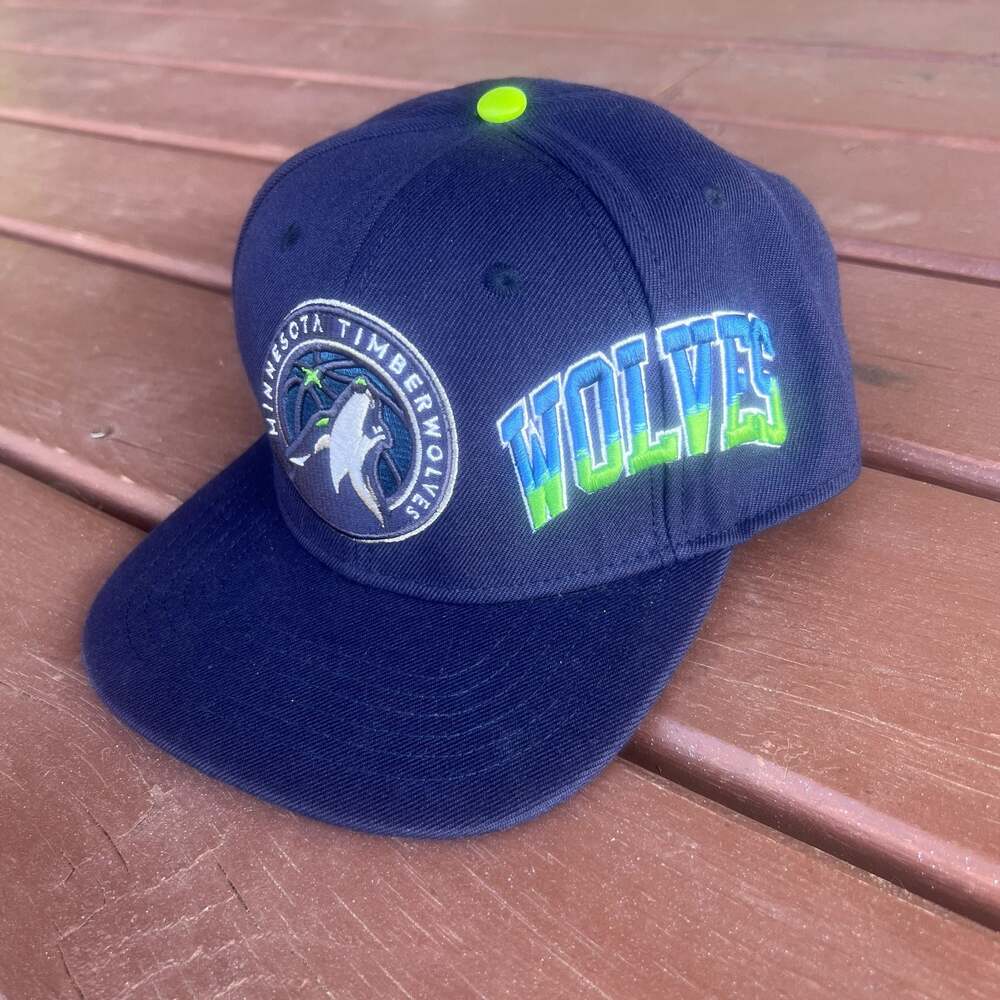 Minnesota Timberwolves Dual Logo Snapback NBA Pro Standard Navy/Neon Green Hat